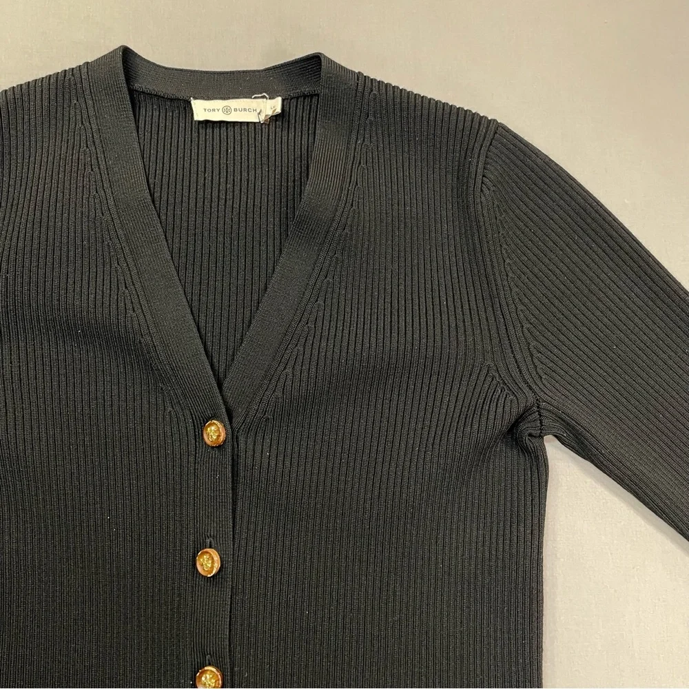 Tory Burch Ribbed Merino Wool Cardigan Sweater, Classic - Womens Large